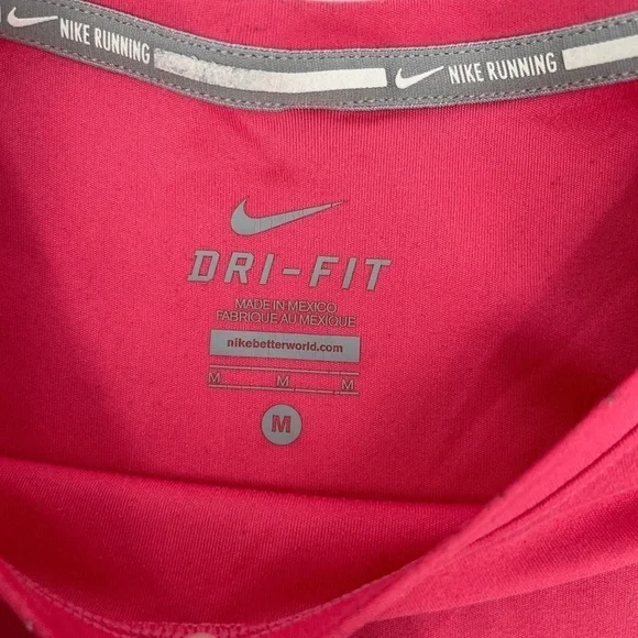 NIKE Women’s Dri-Fit Running Short Sleeved Athletic T-Shirt Pink size: Medium - Picture 6 of 8
